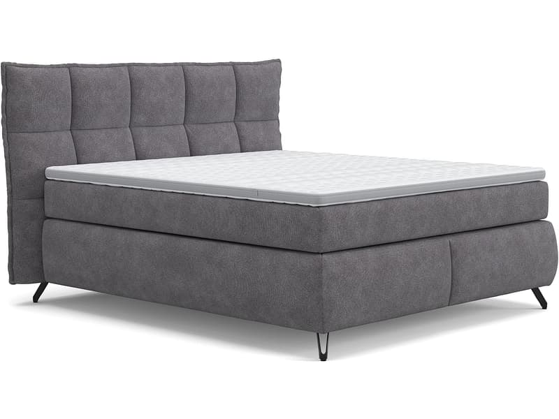 Boxspringbett SWISS HOME STYLE AGATA dunkelgrau 160x200cm weich / fest