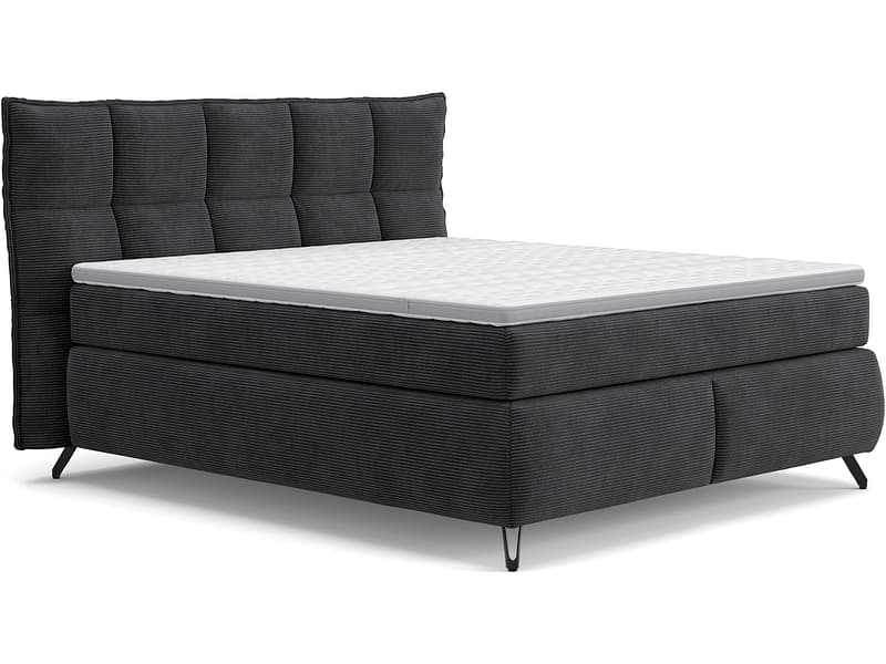 Boxspringbett SWISS HOME STYLE AGATA anthrazit 160x200cm halbfest / fest
