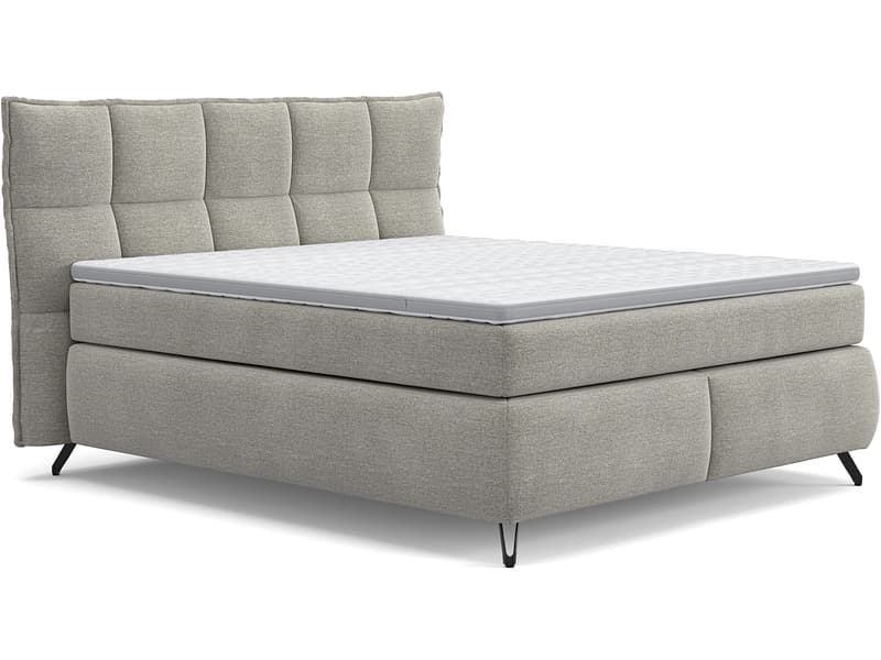 Boxspringbett SWISS HOME STYLE AGATA hellgrau 180x200cm halbfest / fest