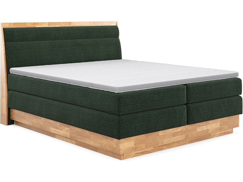 Boxspringbett SWISS HOME STYLE ONYX dunkelgrün 180x200cm weich / fest