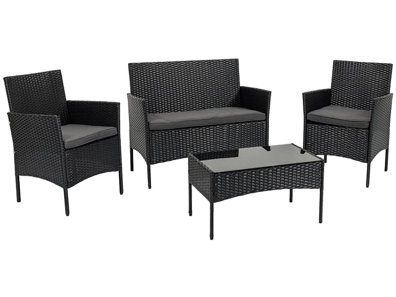 Garten-Set LYCOS Rattan synthetisch schwarz
