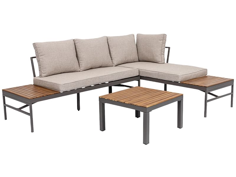 Garten-Set MYKONOS Massives Holz braun