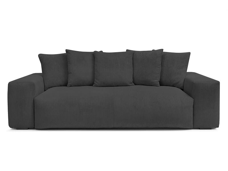 3er Sofa BOBOCHIC VOLTAIRE Cord-Stoff dunkelgrau