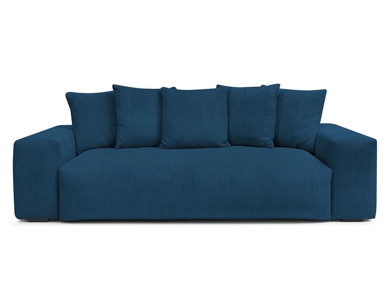 3er Sofa BOBOCHIC VOLTAIRE Cord-Stoff dunkelblau
