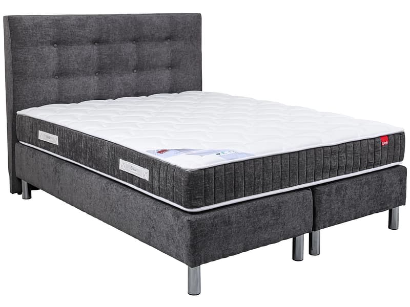 Boxspringbett EPEDA COURCHEVEL chenillegrau 160x200cm fest