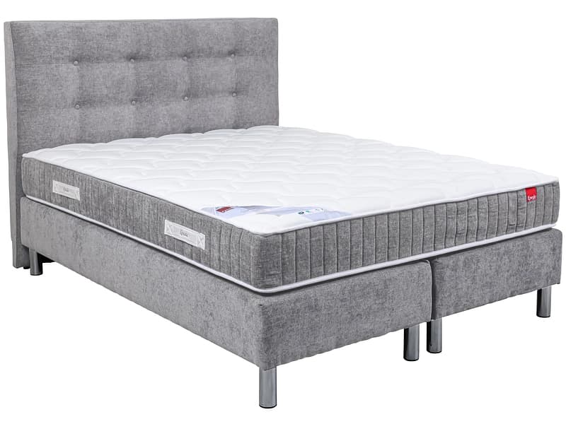Boxspringbett EPEDA COURCHEVEL hellgrau 160x200cm fest
