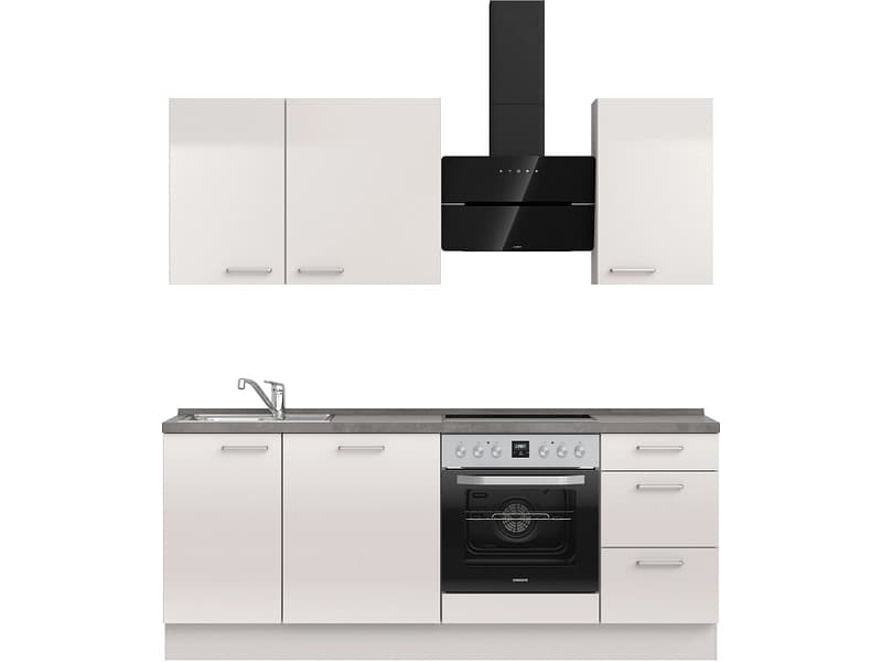Komplette Küche MODUSET FLASH PREMIUM Seidengrau 60x210cm
