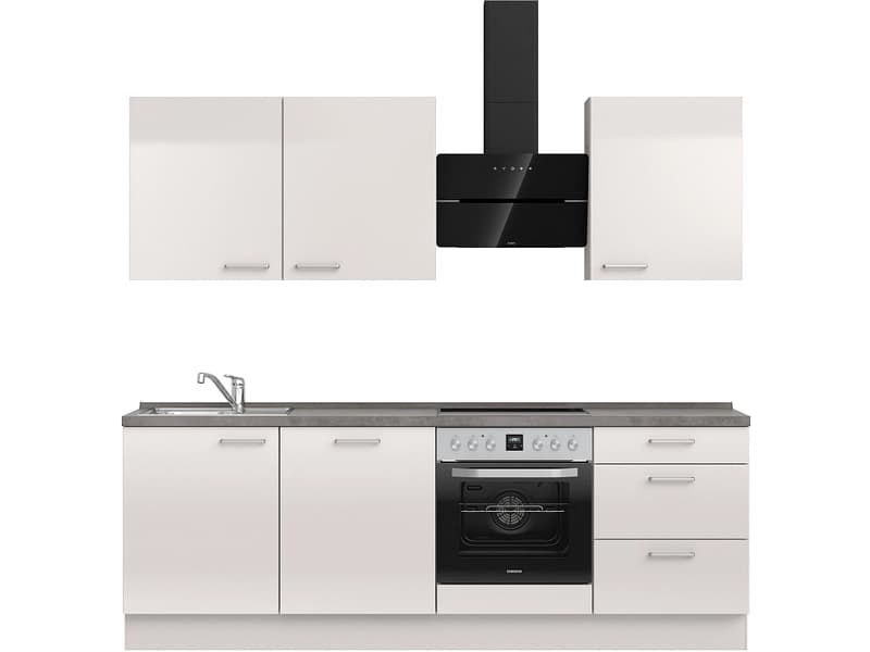 Komplette Küche MODUSET FLASH PREMIUM Seidengrau 60x240cm