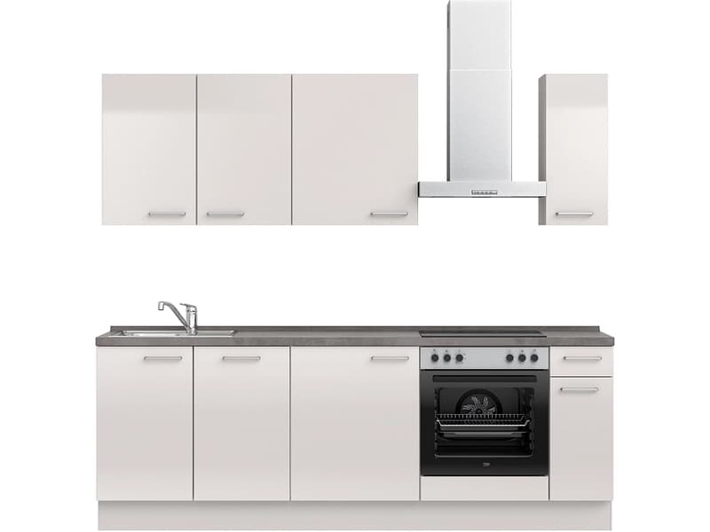 Komplette Küche MODUSET FLASH CLASSIC Seidengrau 60x240cm