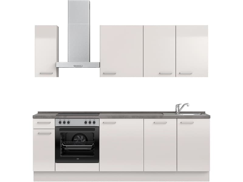 Komplette Küche MODUSET FLASH CLASSIC Seidengrau 60x240cm