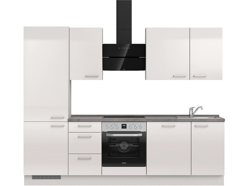 Komplette Küche MODUSET FLASH PREMIUM Seidengrau 60x270cm