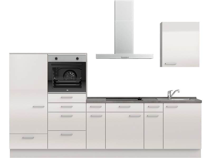 Komplette Küche MODUSET FLASH CLASSIC Seidengrau 60x300cm