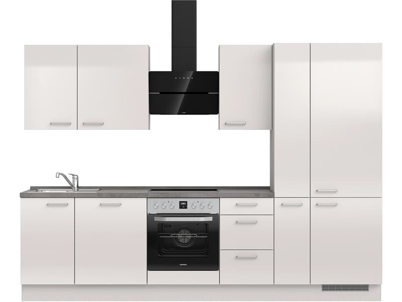 Komplette Küche MODUSET FLASH PREMIUM Seidengrau 60x300cm