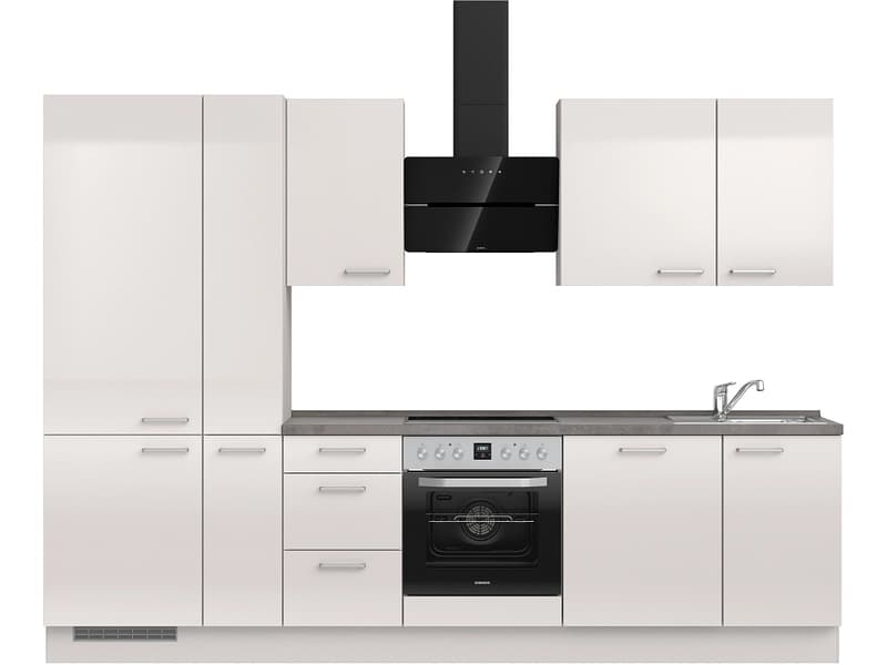 Komplette Küche MODUSET FLASH PREMIUM Seidengrau 60x300cm