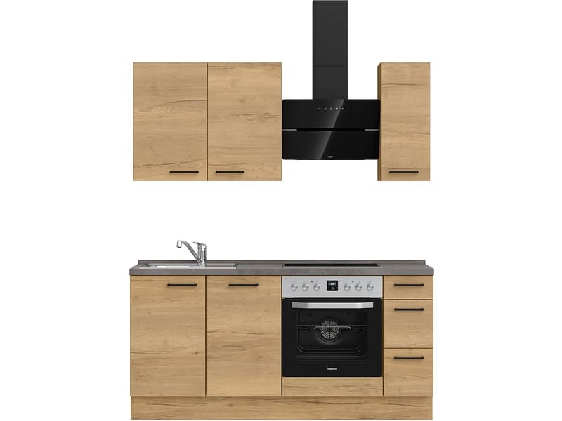 Komplette Küche MODUSET STRUCTURA PREMIUM Sierra Eiche 60x180cm