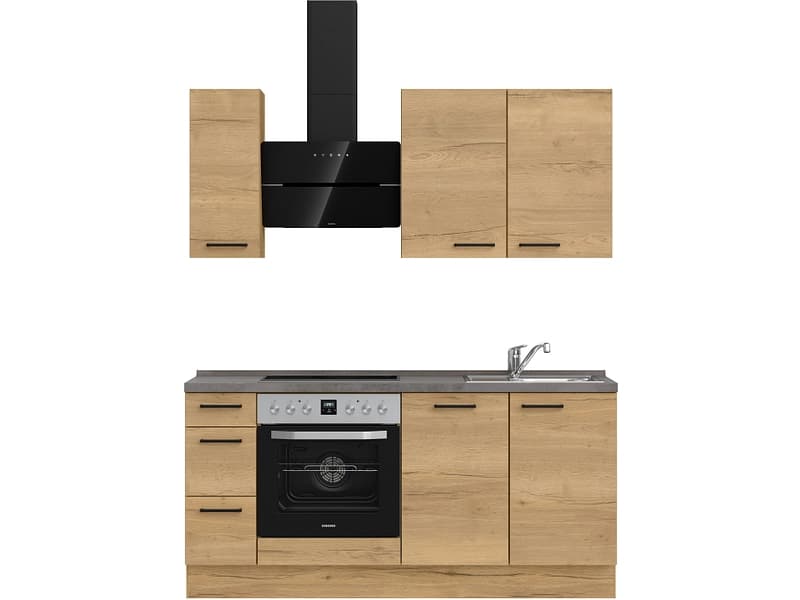Komplette Küche MODUSET STRUCTURA PREMIUM Sierra Eiche 60x180cm