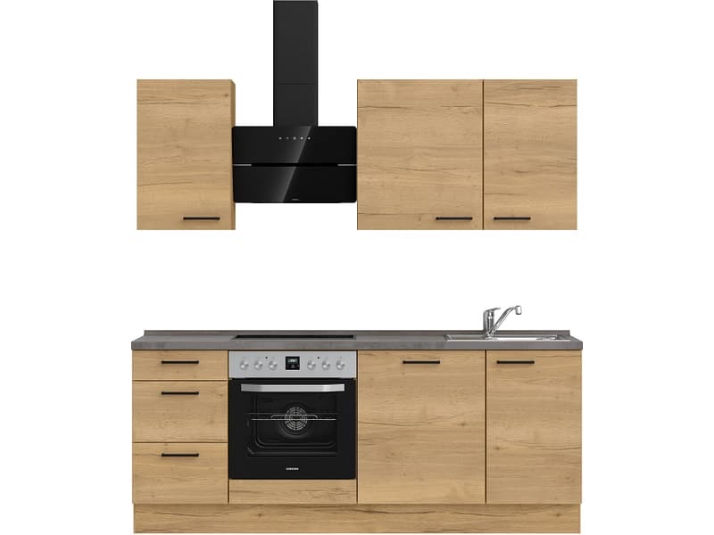 Komplette Küche MODUSET STRUCTURA PREMIUM Sierra Eiche 60x210cm