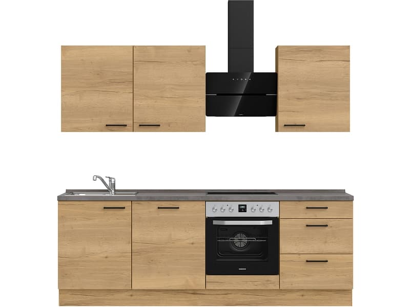 Komplette Küche MODUSET STRUCTURA PREMIUM Sierra Eiche 60x240cm