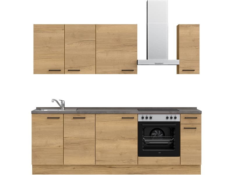 Komplette Küche MODUSET STRUCTURA CLASSIC Sierra Eiche 60x240cm