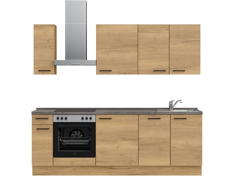 Komplette Küche MODUSET STRUCTURA CLASSIC Sierra Eiche 60x240cm