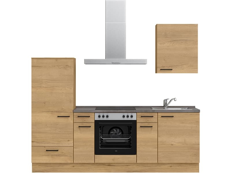 Komplette Küche MODUSET STRUCTURA CLASSIC Sierra Eiche 60x240cm