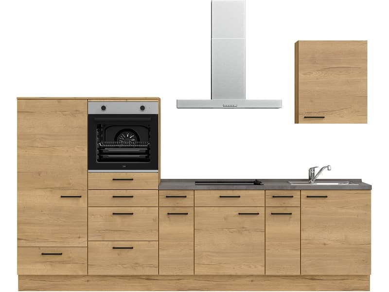 Komplette Küche MODUSET STRUCTURA CLASSIC Sierra Eiche 60x300cm