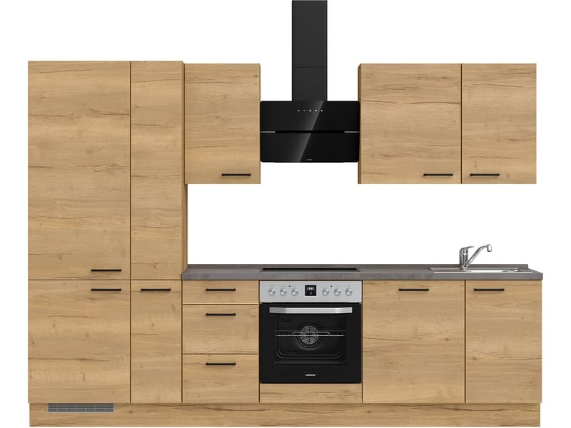 Komplette Küche MODUSET STRUCTURA PREMIUM Sierra Eiche 60x300cm