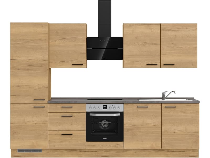 Komplette Küche MODUSET STRUCTURA PREMIUM Sierra Eiche 60x300cm