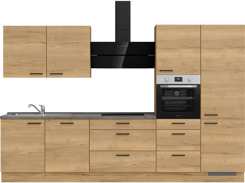 Komplette Küche MODUSET STRUCTURA PREMIUM Sierra Eiche 60x330cm