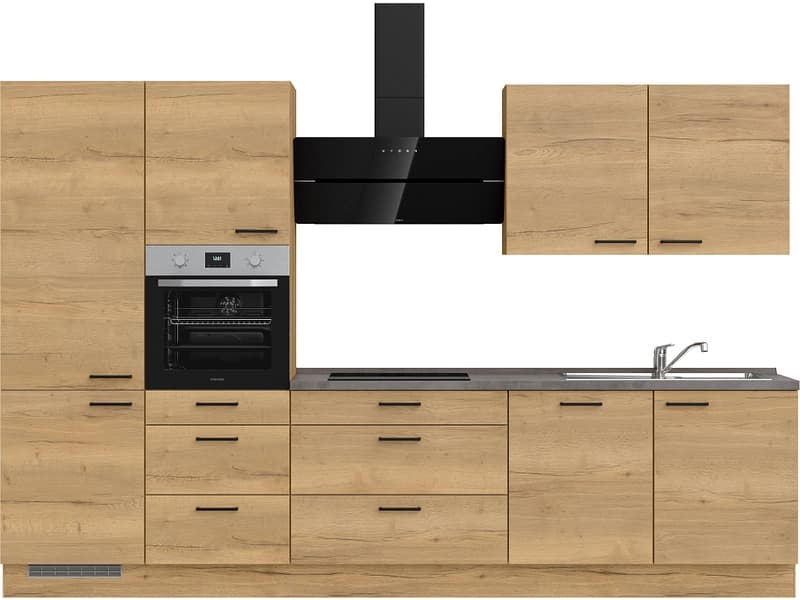 Komplette Küche MODUSET STRUCTURA PREMIUM Sierra Eiche 60x330cm