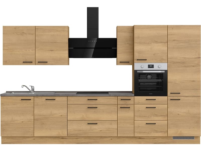 Komplette Küche MODUSET STRUCTURA PREMIUM Sierra Eiche 60x360cm