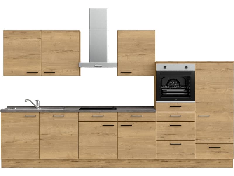 Komplette Küche MODUSET STRUCTURA CLASSIC Sierra Eiche 60x360cm