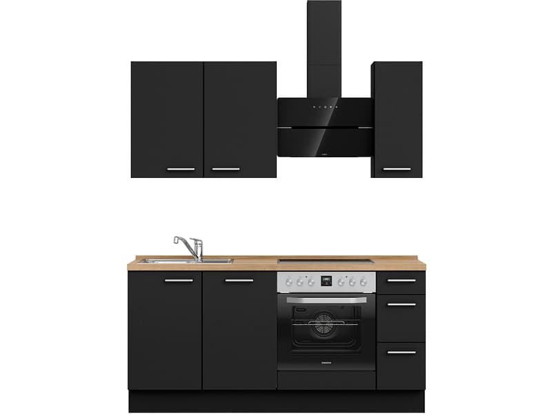Komplette Küche MODUSET TOUCH PREMIUM Schwarz 60x180cm