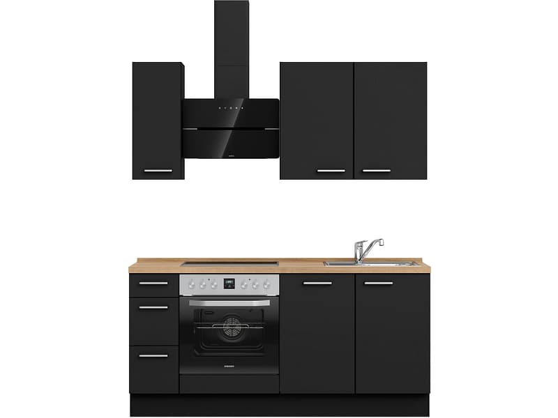 Komplette Küche MODUSET TOUCH PREMIUM Schwarz 60x180cm