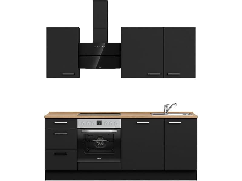 Komplette Küche MODUSET TOUCH PREMIUM Schwarz 60x210cm