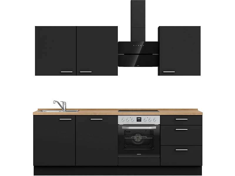 Komplette Küche MODUSET TOUCH PREMIUM Schwarz 60x240cm