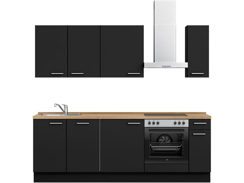 Komplette Küche MODUSET TOUCH CLASSIC Schwarz 60x240cm