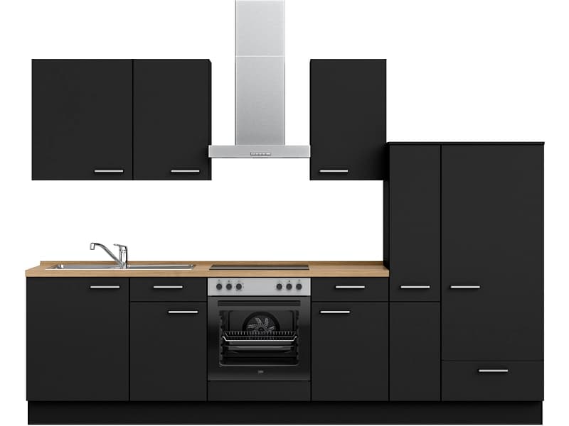 Komplette Küche MODUSET TOUCH CLASSIC Schwarz 60x300cm