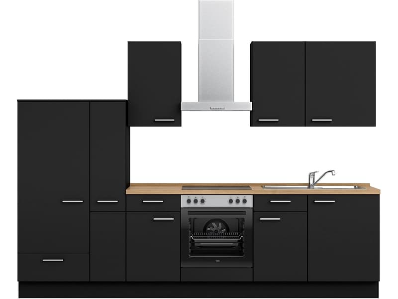 Komplette Küche MODUSET TOUCH CLASSIC Schwarz 60x300cm