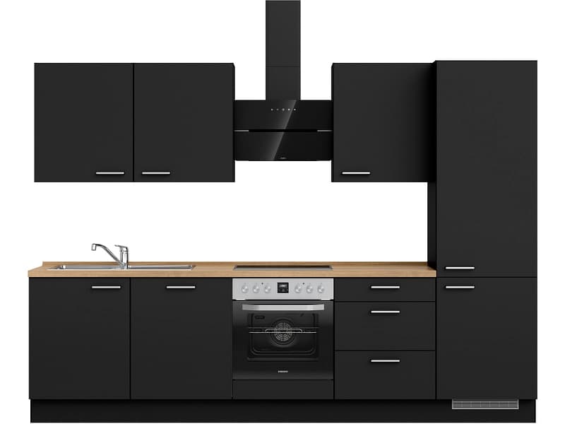 Komplette Küche MODUSET TOUCH PREMIUM Schwarz 60x300cm