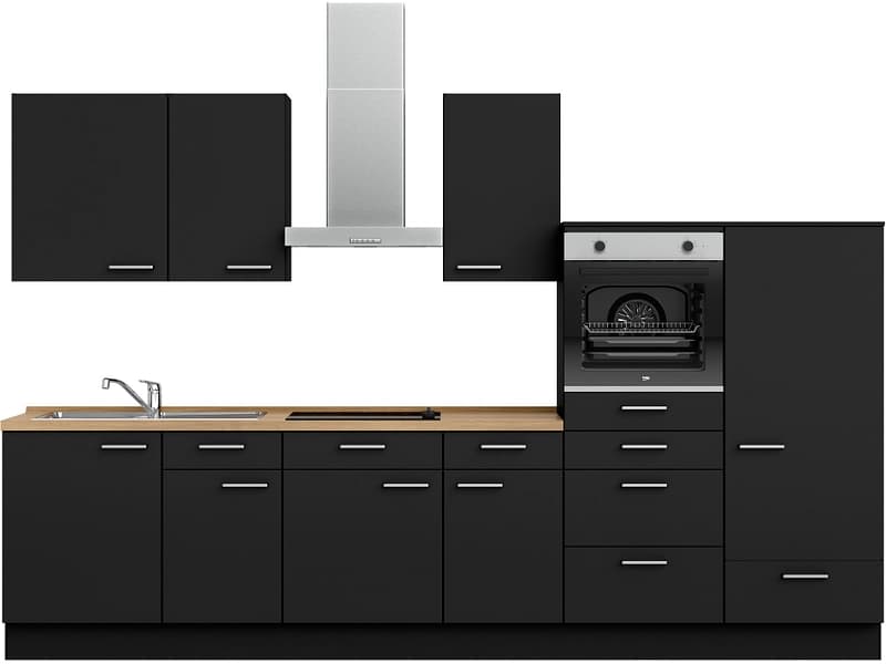 Komplette Küche MODUSET TOUCH CLASSIC Schwarz 60x330cm