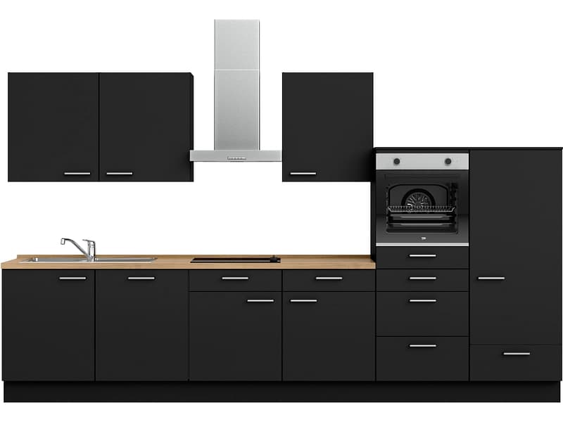 Komplette Küche MODUSET TOUCH CLASSIC Schwarz 60x360cm