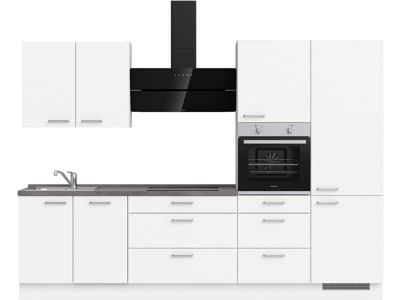 Komplette Küche MODUSET TOUCH PREMIUM Alpinweiß 60x300cm