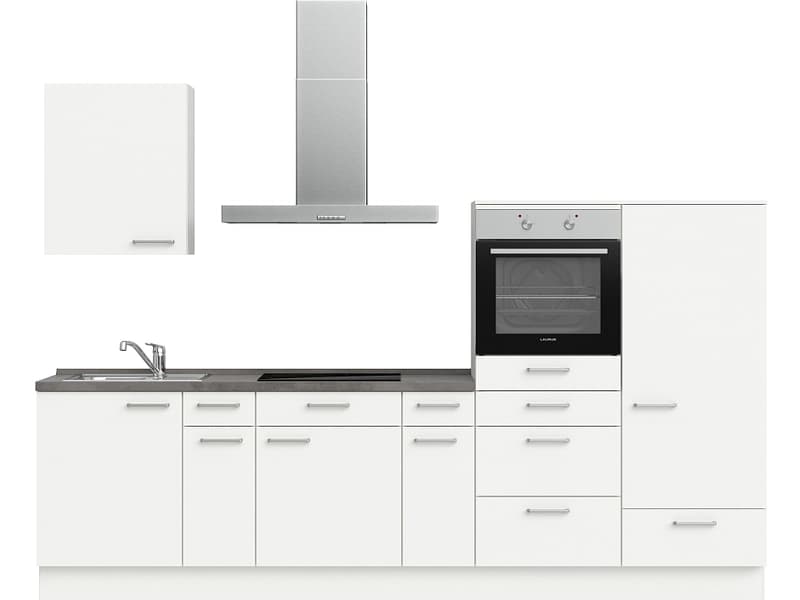 Komplette Küche MODUSET TOUCH CLASSIC Alpinweiß 60x300cm