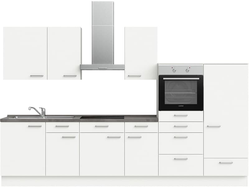 Komplette Küche MODUSET TOUCH CLASSIC Alpinweiß 60x330cm