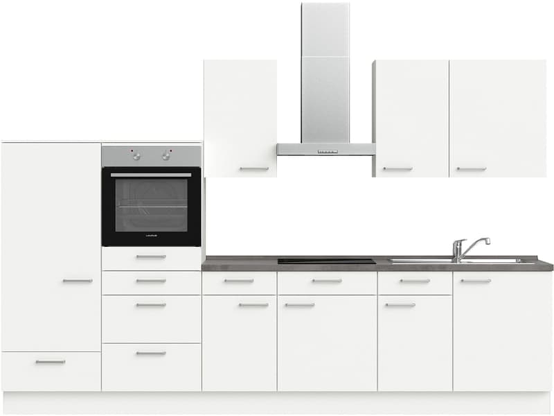 Komplette Küche MODUSET TOUCH CLASSIC Alpinweiß 60x330cm