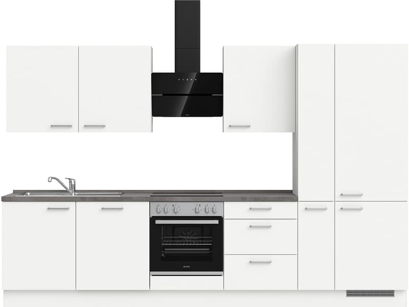 Komplette Küche MODUSET TOUCH PREMIUM Alpinweiß 60x330cm