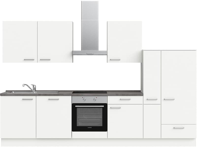 Komplette Küche MODUSET TOUCH CLASSIC Alpinweiß 60x330cm