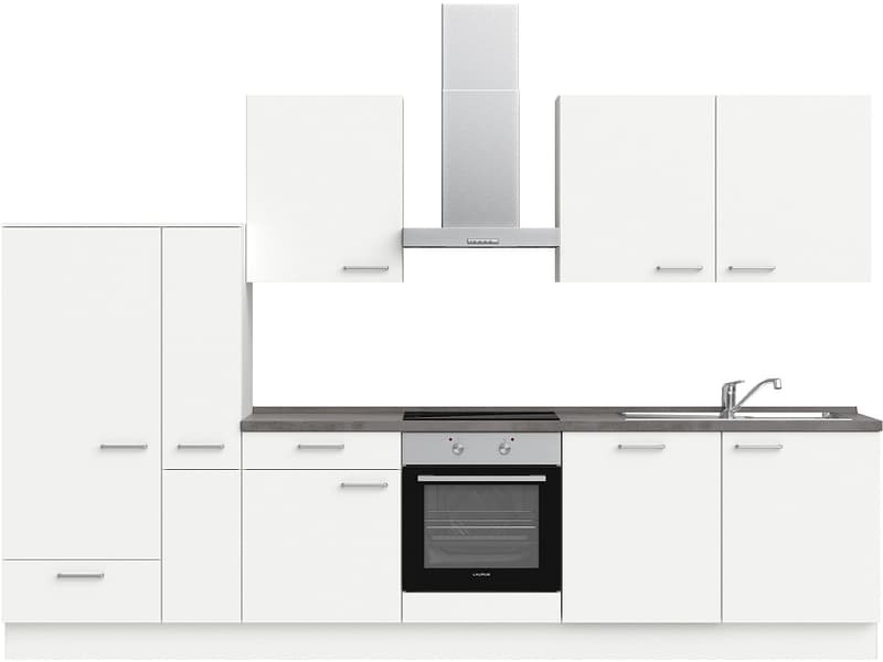 Komplette Küche MODUSET TOUCH CLASSIC Alpinweiß 60x330cm