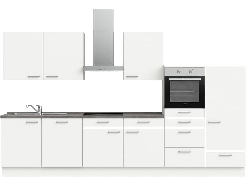 Komplette Küche MODUSET TOUCH CLASSIC Alpinweiß 60x360cm
